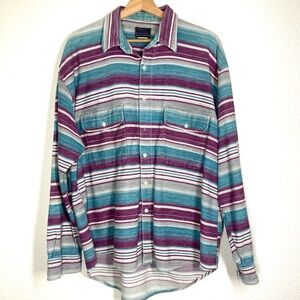 Sierra pacific Button Up Stripped Shirt Mens XL Vintage Purple Blue Cotton